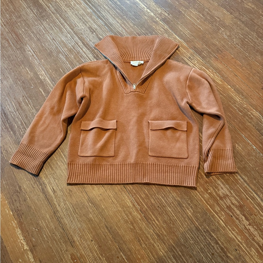 Anthropologie Rust Brown Funnel Neck Sweater